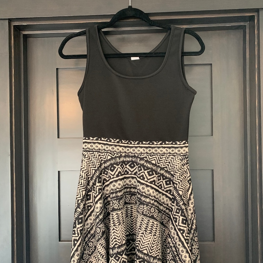 Black Print Mini Dress